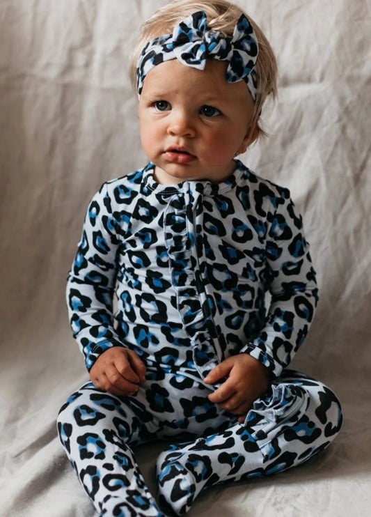 OiOi Romper Bundle-BLUE/NATURAL LEOPARD