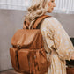 Signature Nappy Backpack - Tan Vegan Leather
