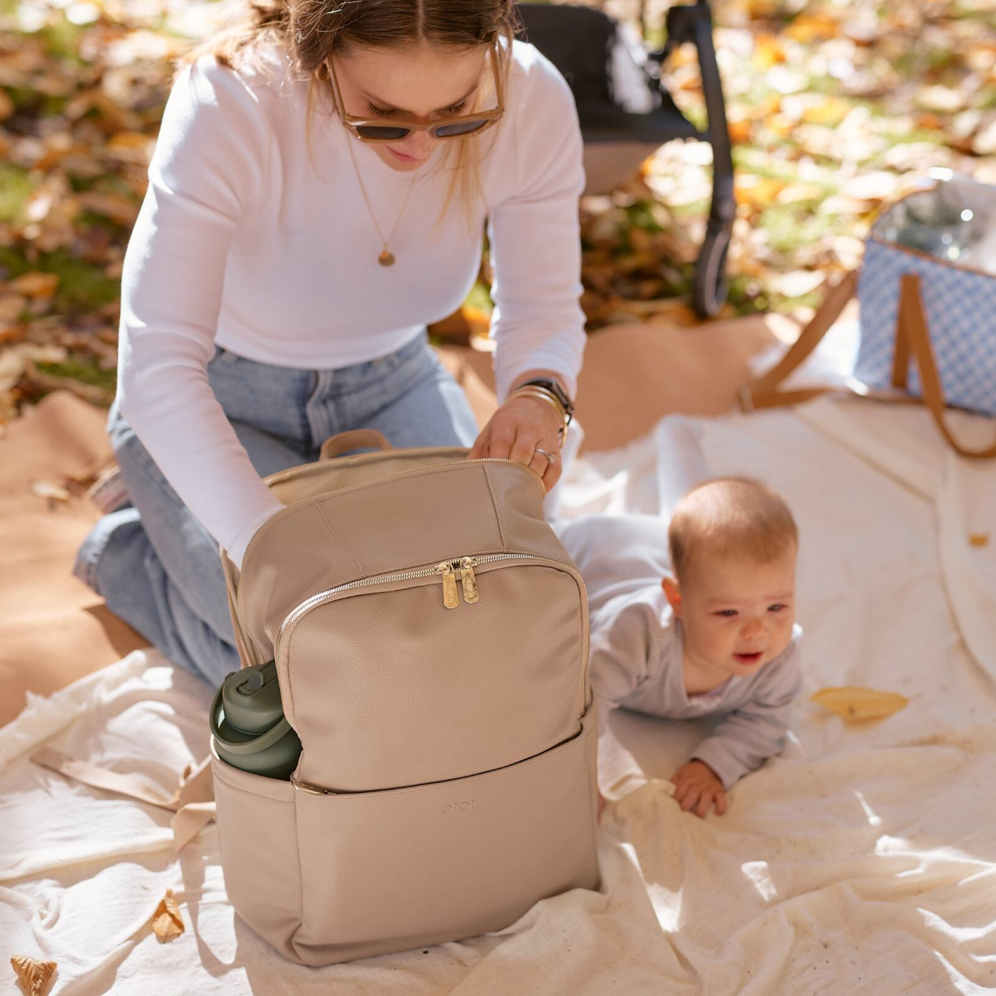 Multitasker Nappy Backpack - Oat Vegan Leather