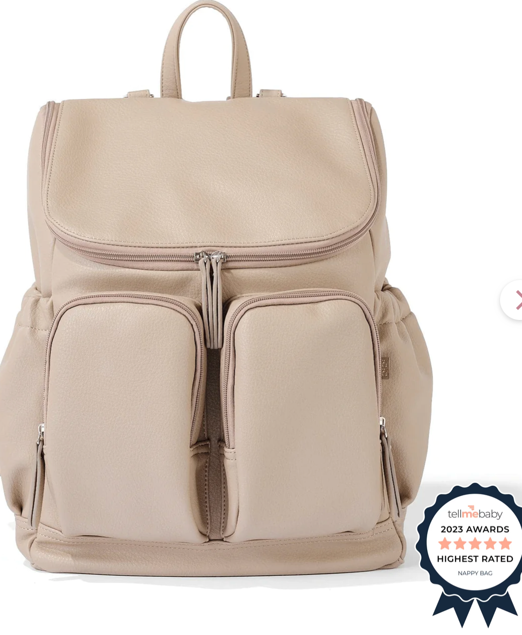 OiOi Faux Leather Baby Changing Backpack -Oat