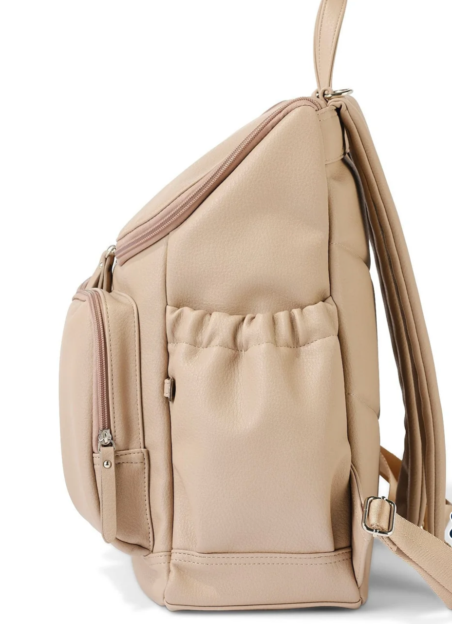 OiOi Faux Leather Baby Changing Backpack -Oat