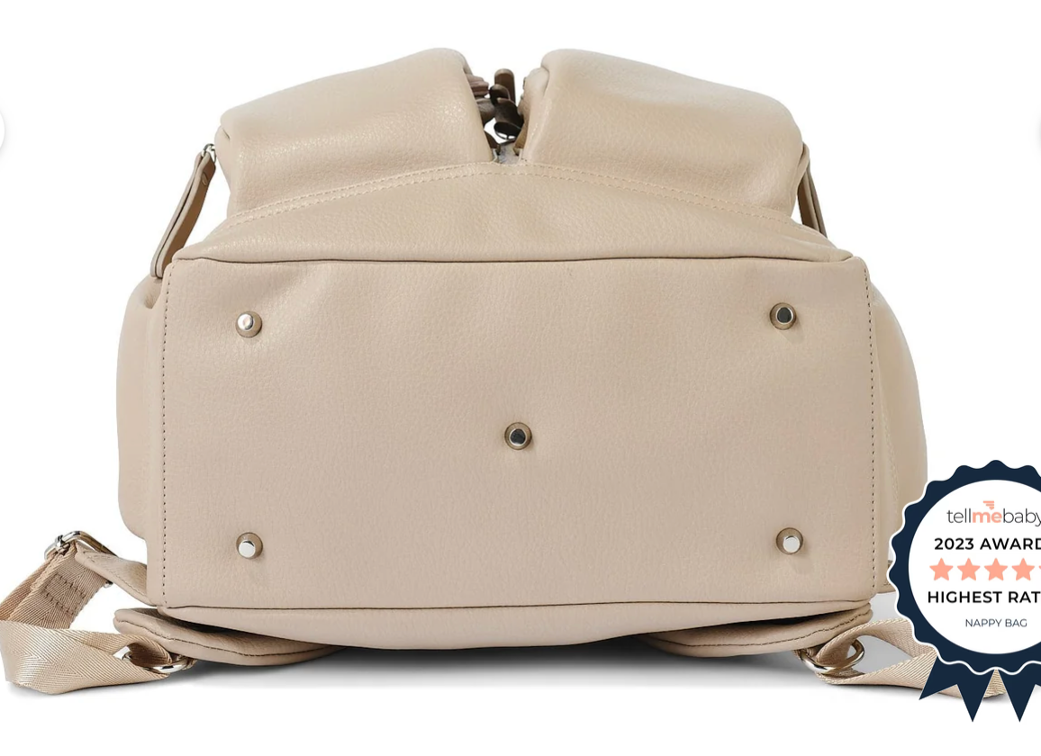 OiOi Faux Leather Baby Changing Backpack -Oat