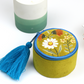 Chartreuse velvet autumn scene trinket box