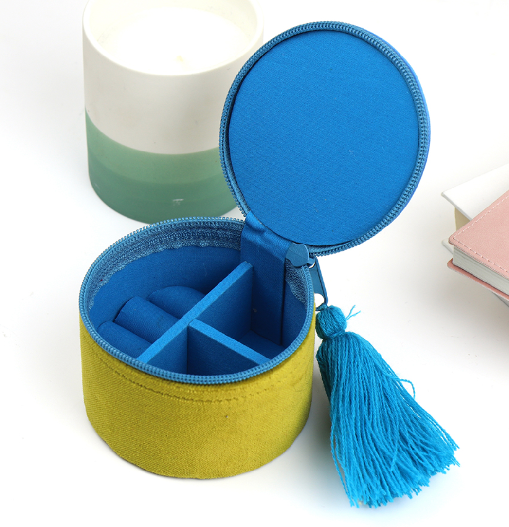 Chartreuse velvet autumn scene trinket box