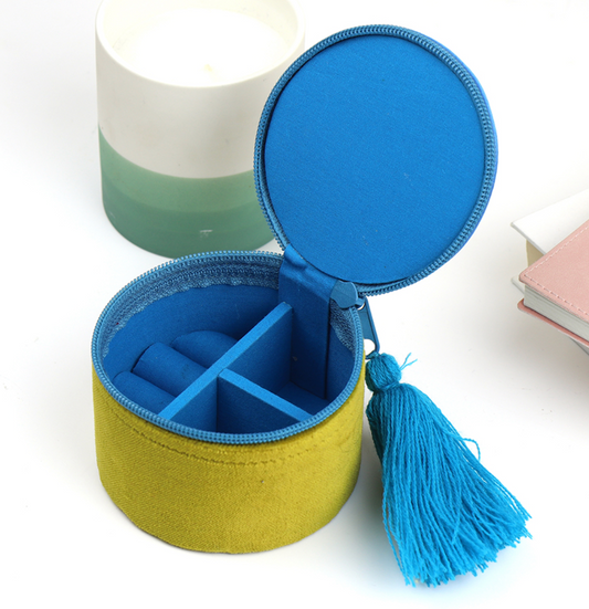 Chartreuse velvet autumn scene trinket box