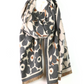 Grey mix poppy print jacquard scarf