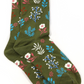 Khaki floral themed recycled ankle socks