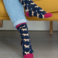Wine and navy spaniel themed recycled ankle socks
