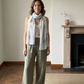 GR/PEACH TASSLE SCARF