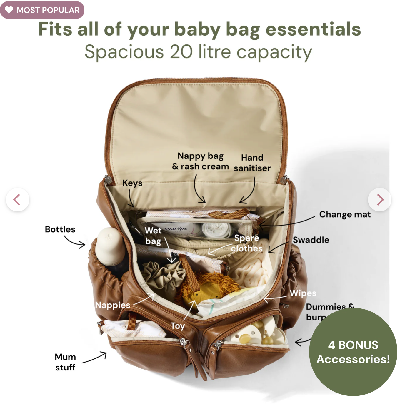 Signature Nappy Backpack - Tan Vegan Leather