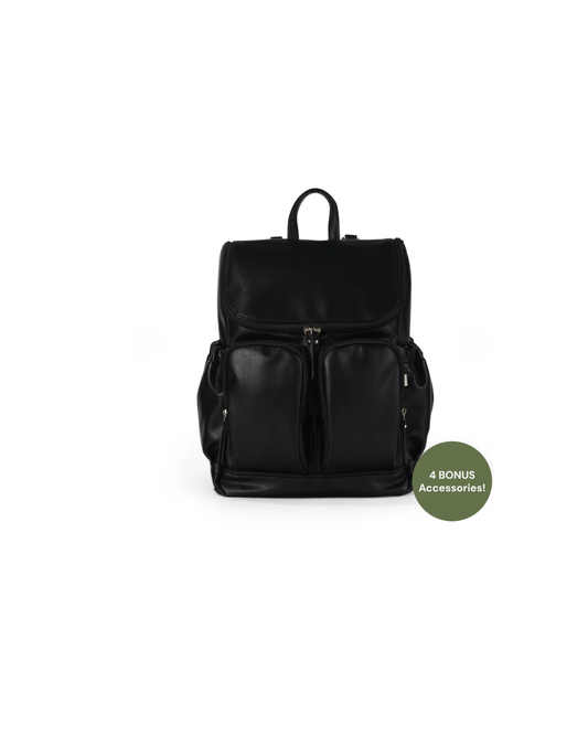 Signature Nappy Backpack - Black Vegan Leather