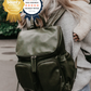 Signature Nappy Backpack – Olive Vegan Leather Diaper Bag