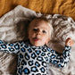Bamboo Long sleeved Body Suit Blue leopard