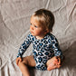 Bamboo Long sleeved Body Suit Blue leopard