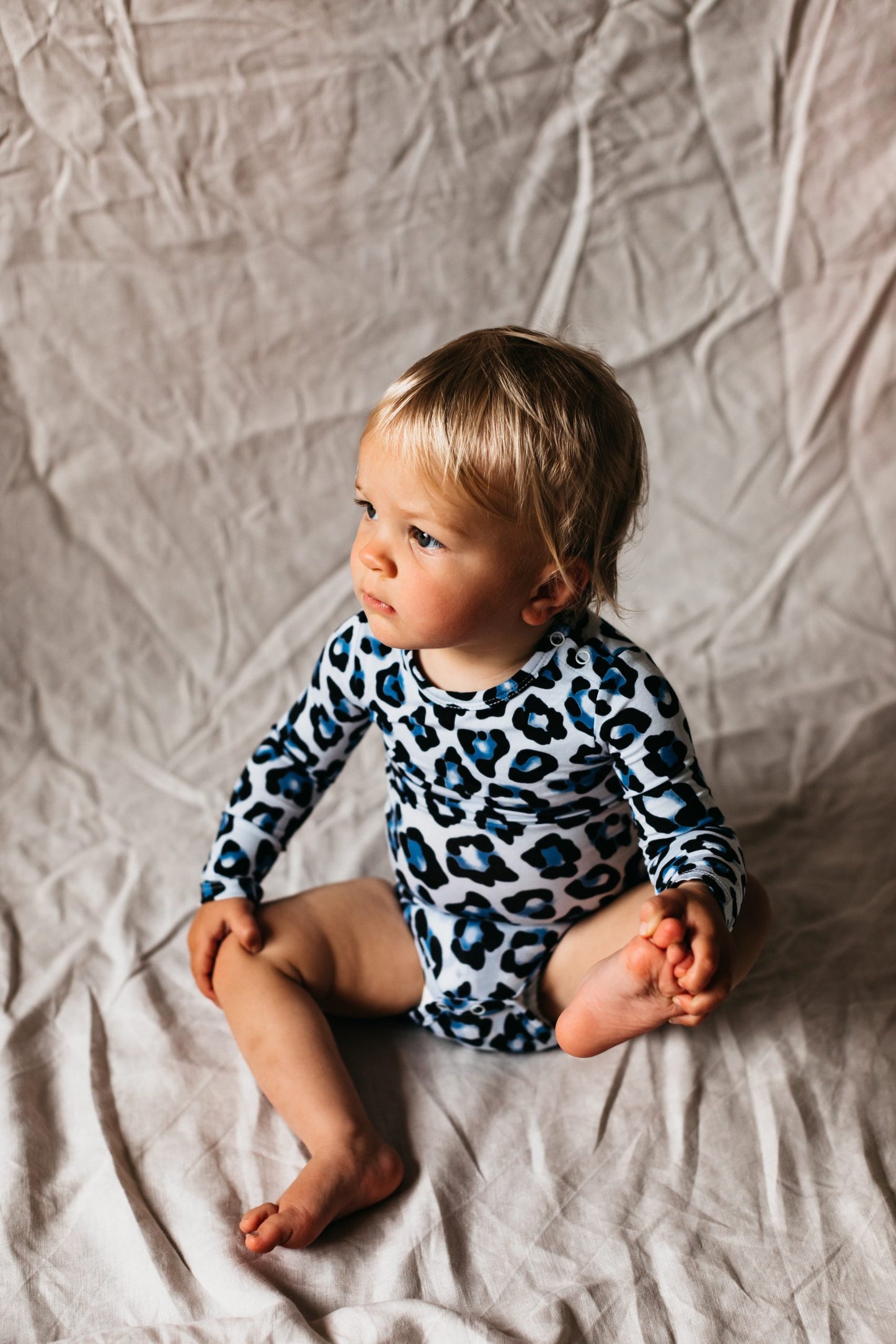 Bamboo Long sleeved Body Suit Blue leopard