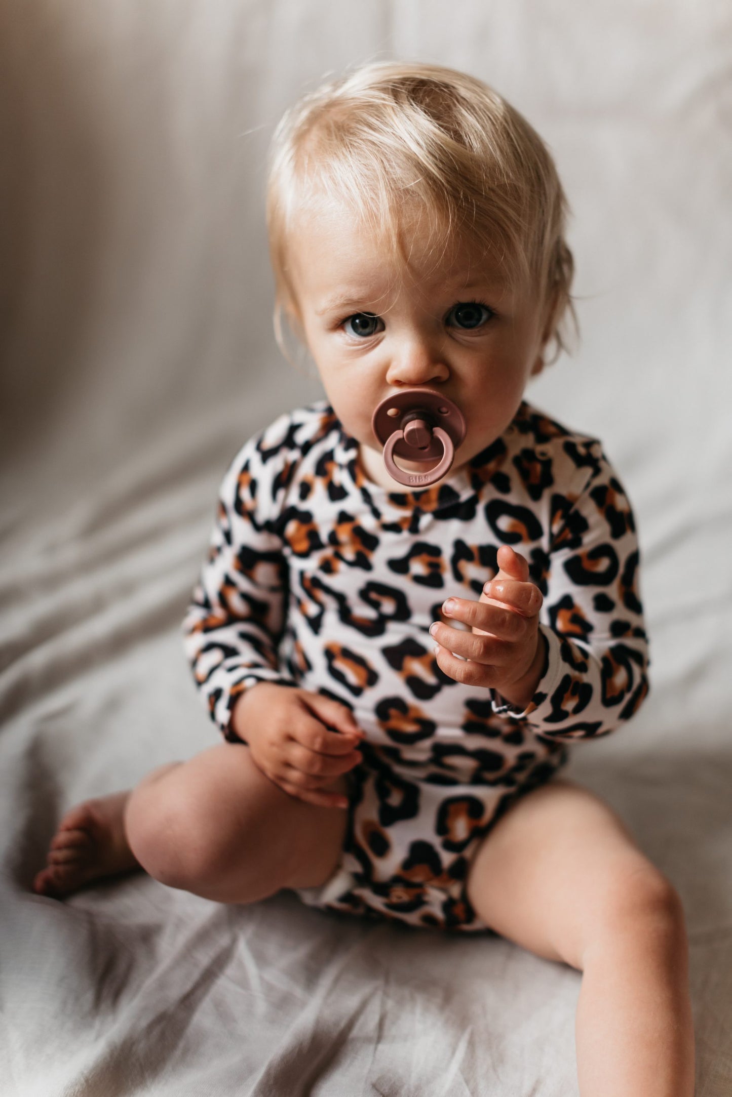 Bamboo Long Sleeved Body Suit Natural Leopard