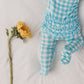 Bamboo Zip Ruffled Romper Blue Gingham