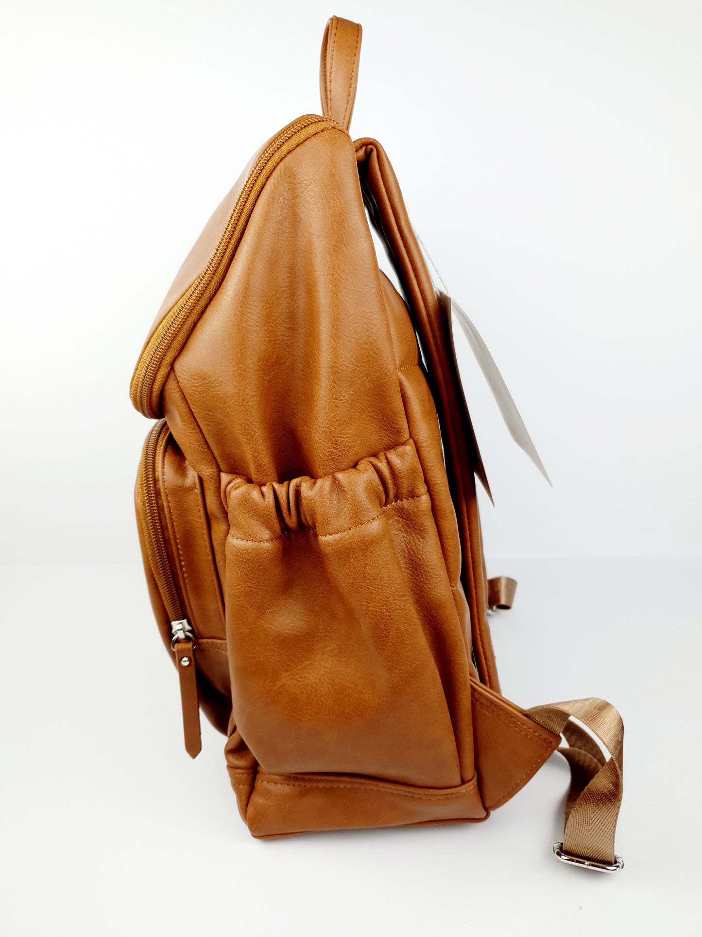 OiOi Faux Leather Baby Changing Backpack -Tan