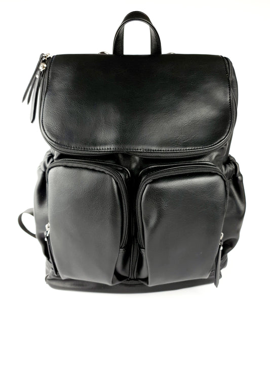 Signature Nappy Backpack - Black Vegan Leather