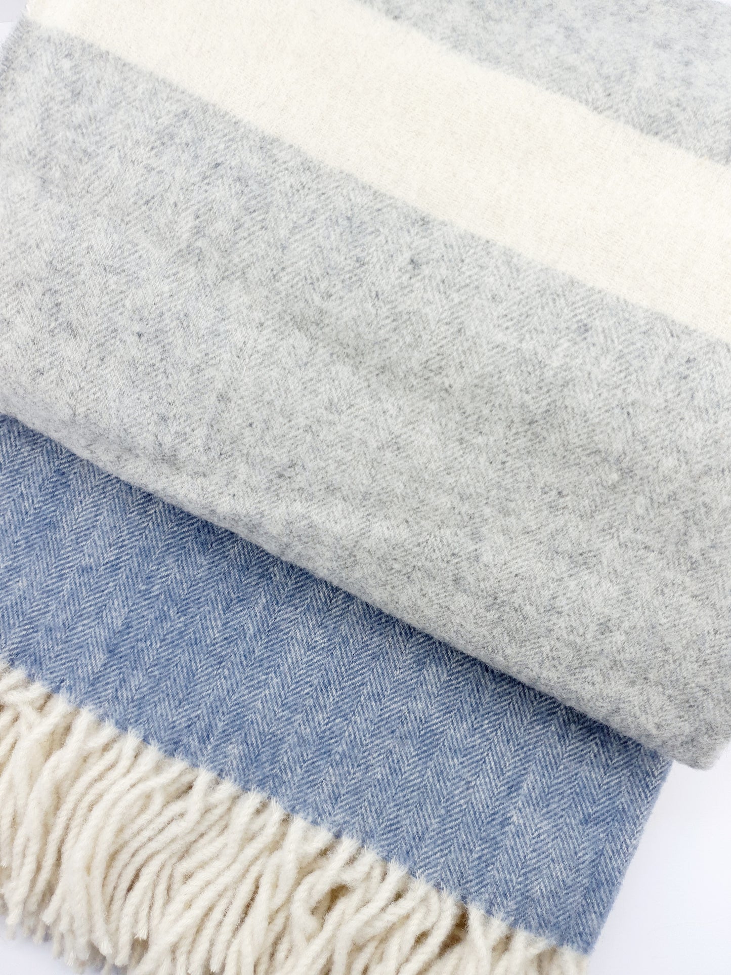 Blue/Grey Stripe Wool Throw