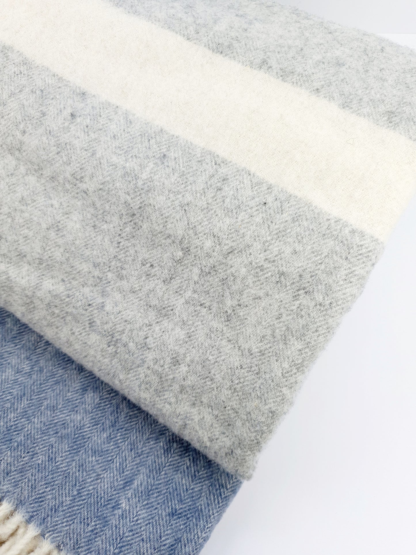 Blue/Grey Stripe Wool Throw