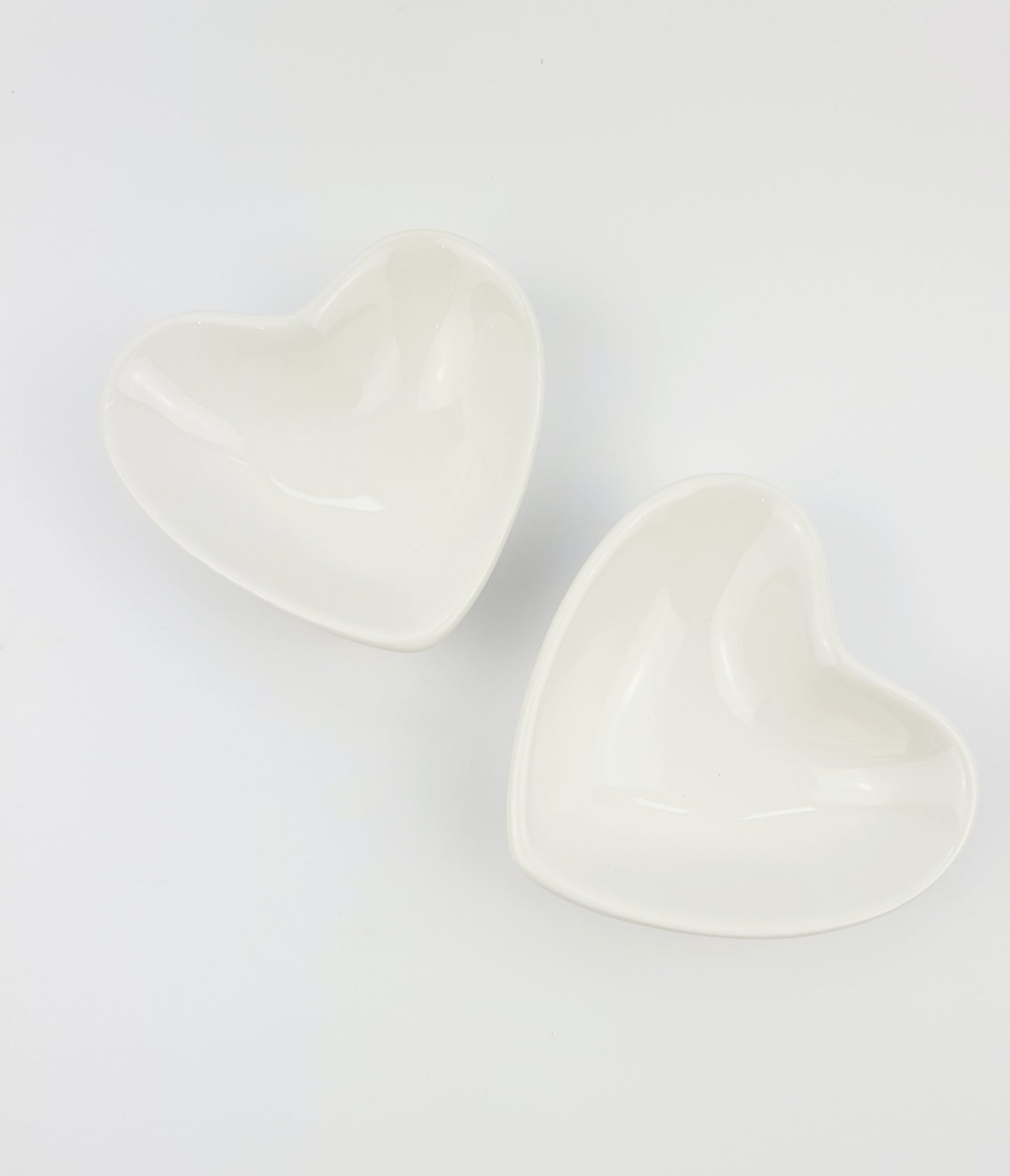 White Heart Trinket Dish Set of 2