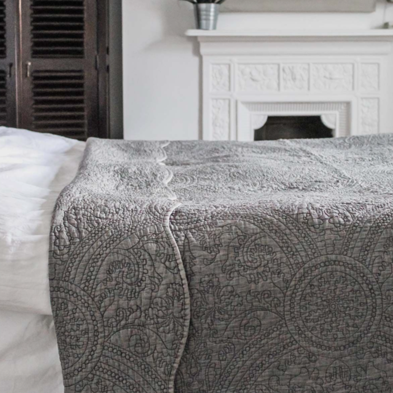 Charcoal Quilted Bedspread