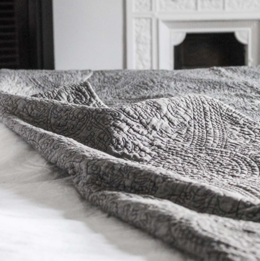 Charcoal Quilted Bedspread