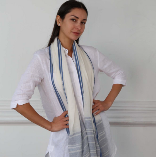 Blue And Navy Stripy Scarf