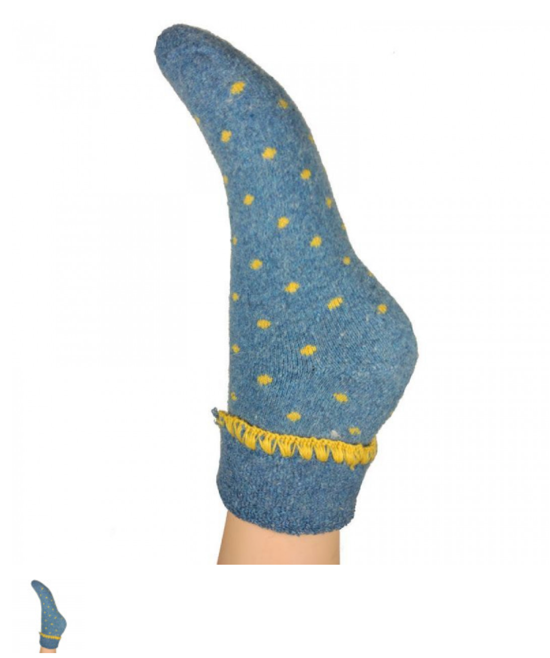 Joya Blue cuff socks/ Yellow Dots