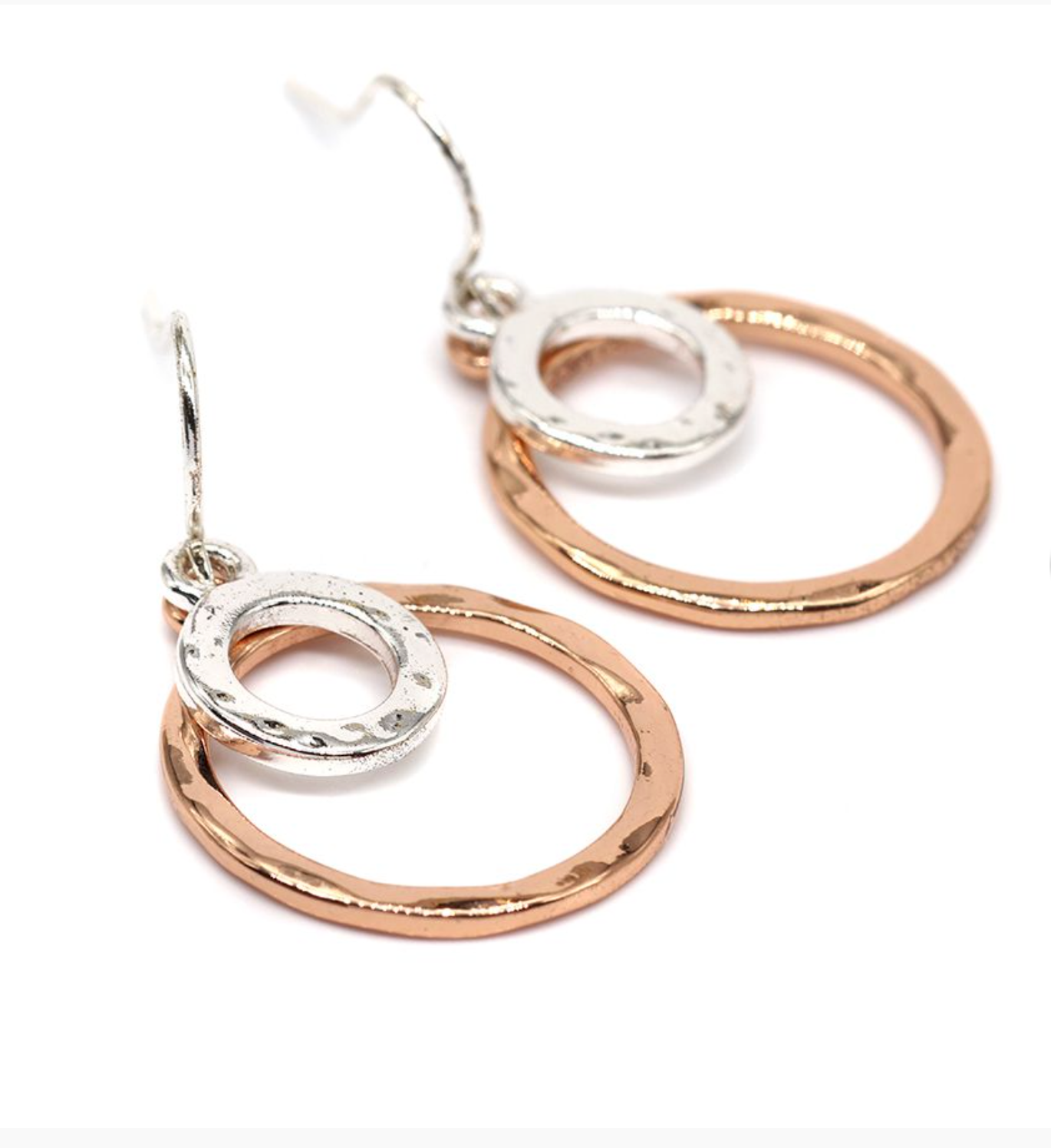 Rose Gold  and silver plated  Rings  drop earrings.