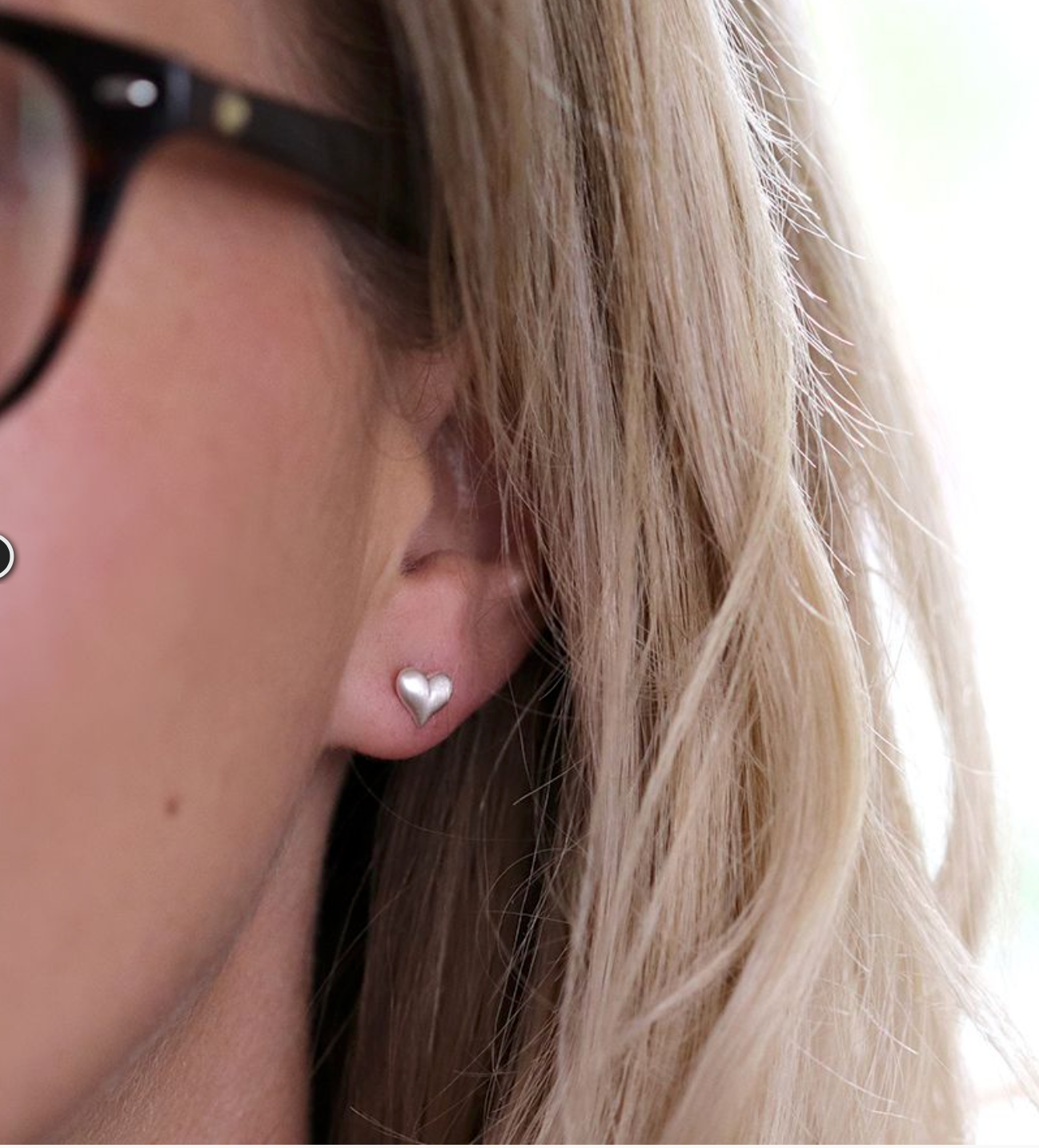 Sterling Silver Brushed Heart Stud Earrings
