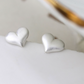 Sterling Silver Brushed Heart Stud Earrings