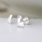 Sterling Silver Brushed Heart Stud Earrings