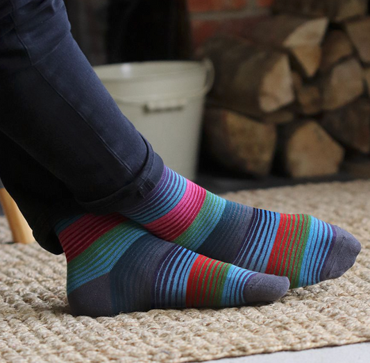 Grey Mix  spot & Stripe Trio Bamboo Socks For Men
