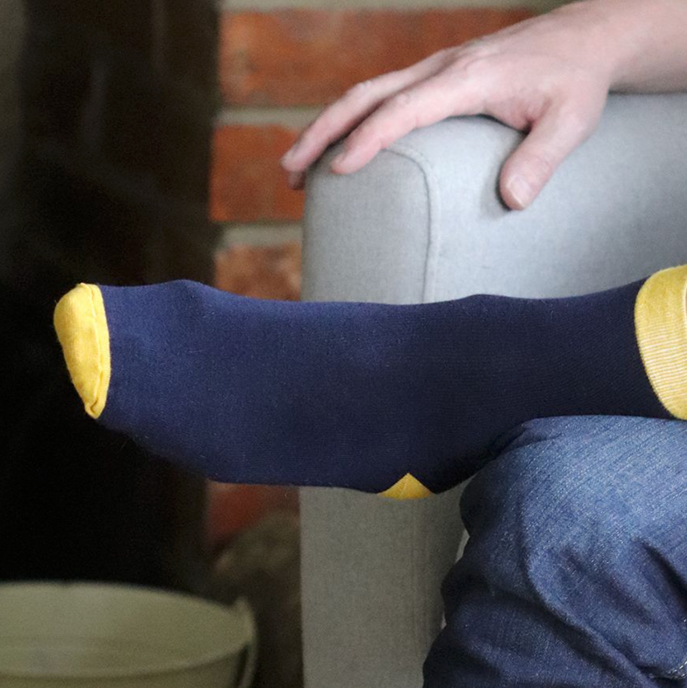 Navy and yellow mix Bamboo socks trio for men