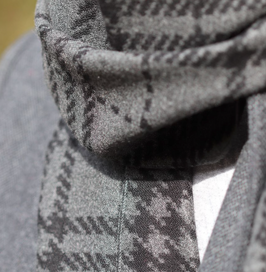 Grey and Black Herringbone Reversible Plaid Mens scarf