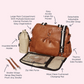 OiOi Faux Leather Triple Tote Compartment baby changing bag  Tan