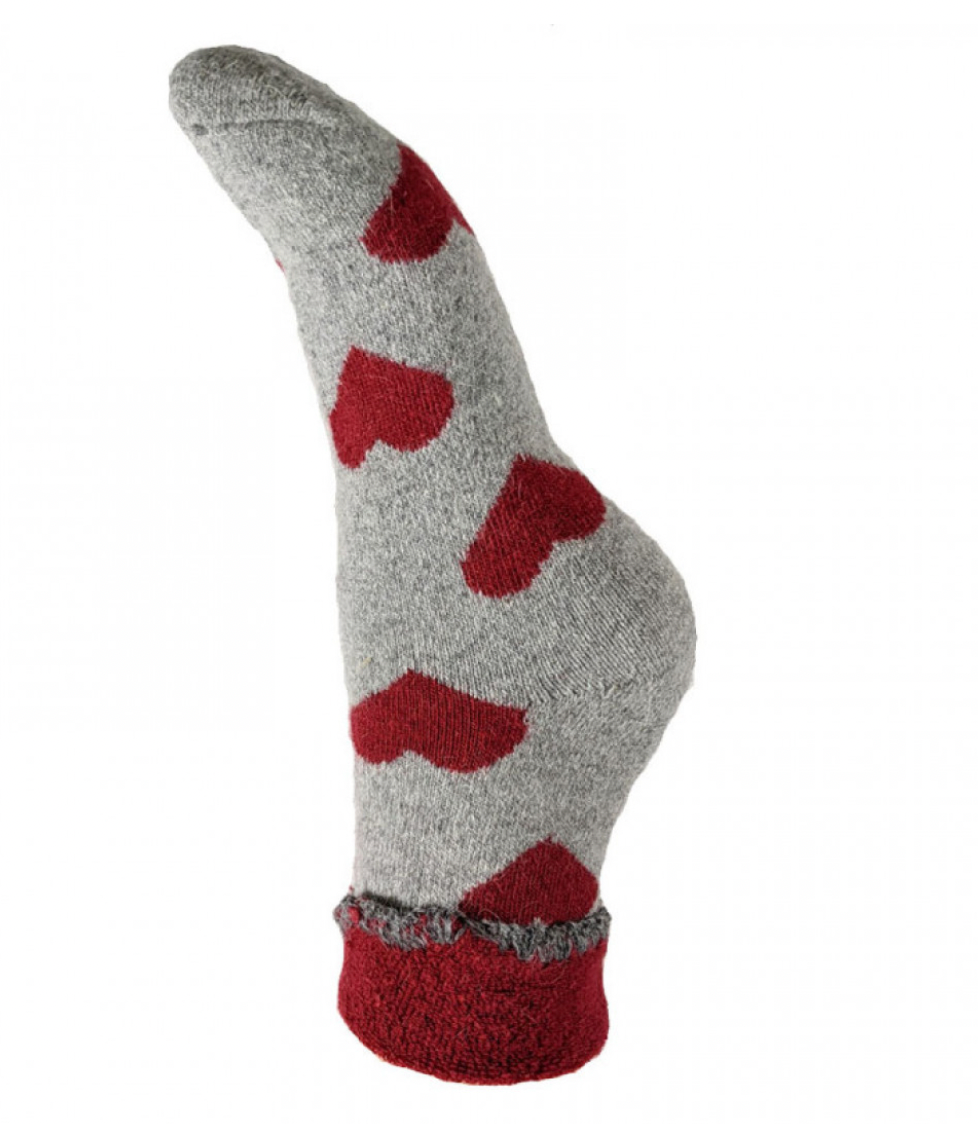 Joya Cuff Socks With Big Red Hearts