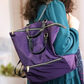 Purple nylon backpack with zip front pocket