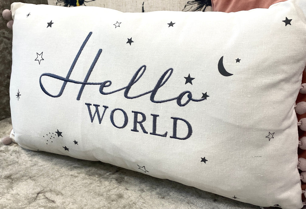 Hello World Linen Cushion