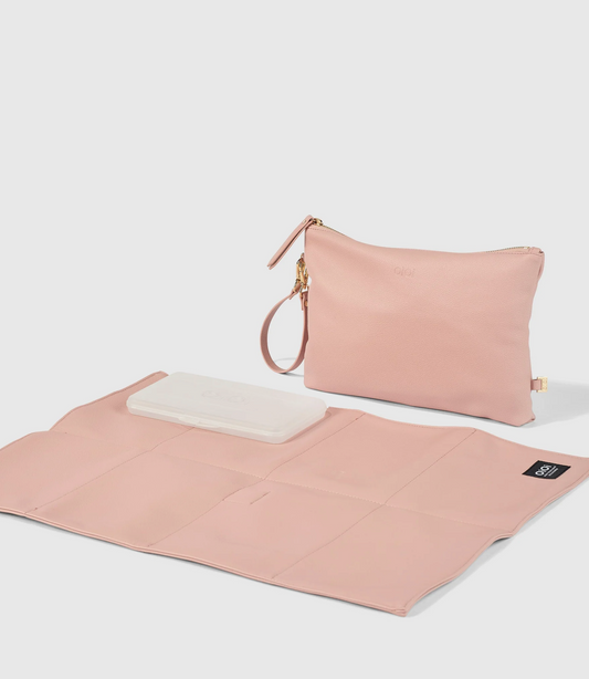 Faux Leather Changing Pouch Pink