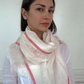 Red and cream pure linen scarf