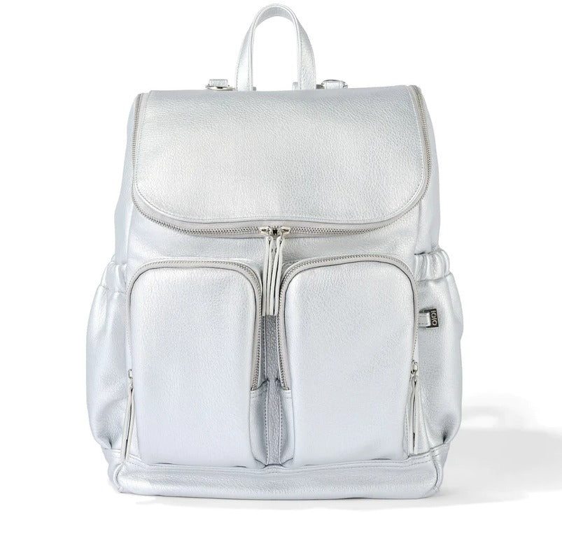 Dimple Faux Leather Nappy Backpack - Metallic