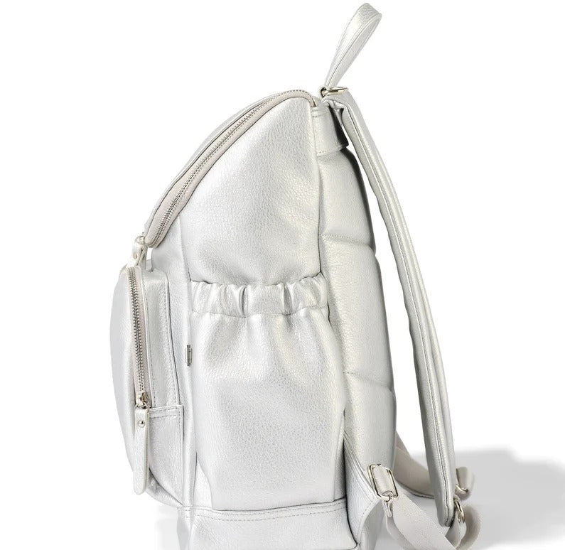 Dimple Faux Leather Nappy Backpack - Metallic