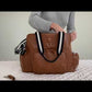 OiOi Faux Leather Triple Tote Compartment baby changing bag  Tan